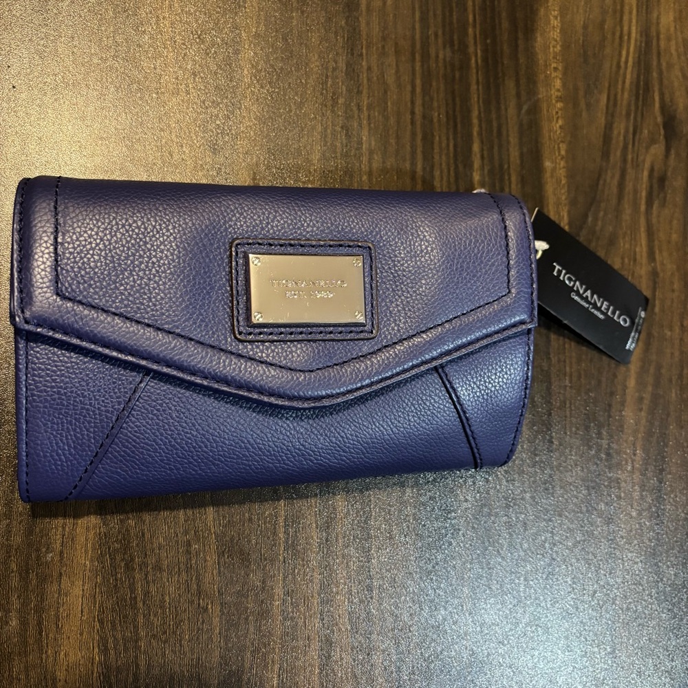 Tignanello Blue Leather Crossbody Handbag